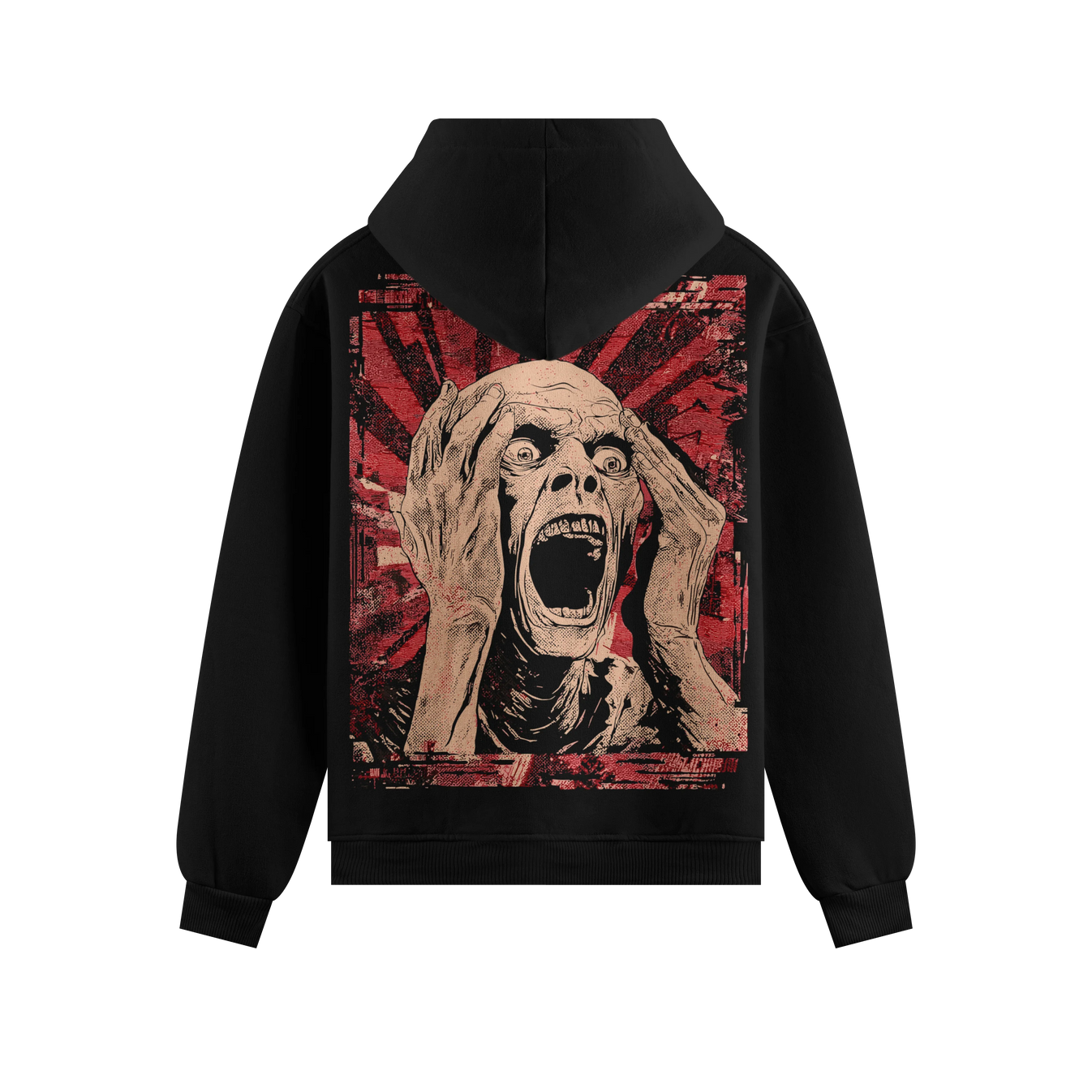 Screaming Face artwork on PRDGY hoodie