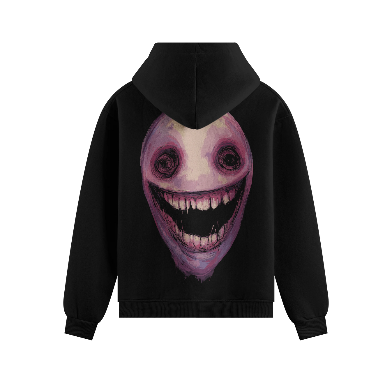 Creepy Face artwork on PRDGY hoodie