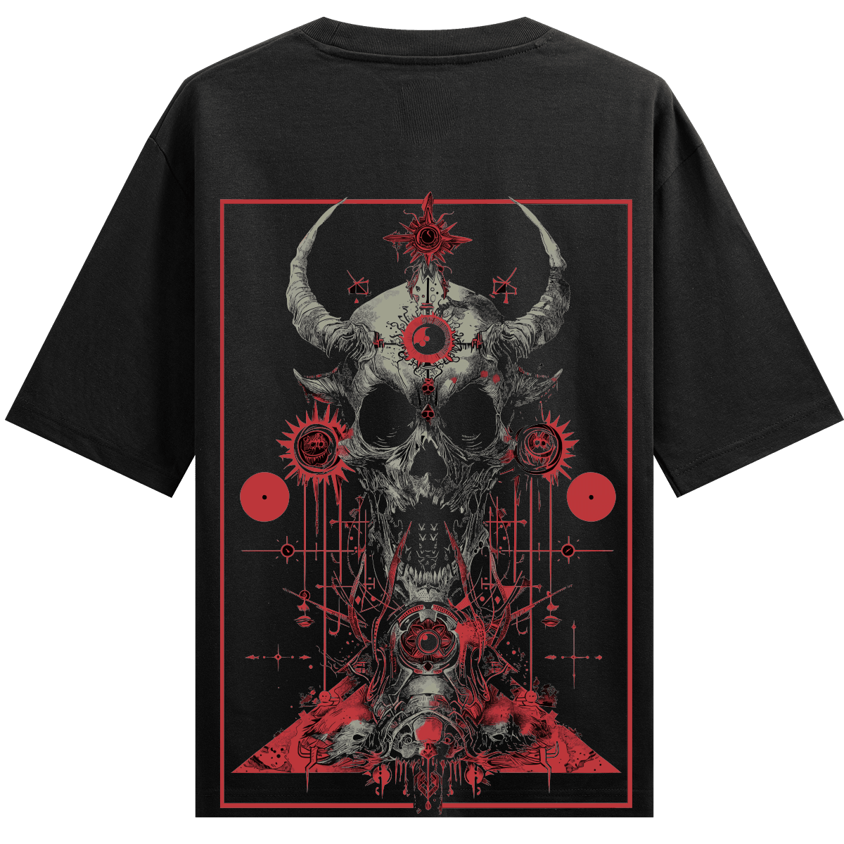 Demon Skull artwork on PRDGY oversized t-shirt