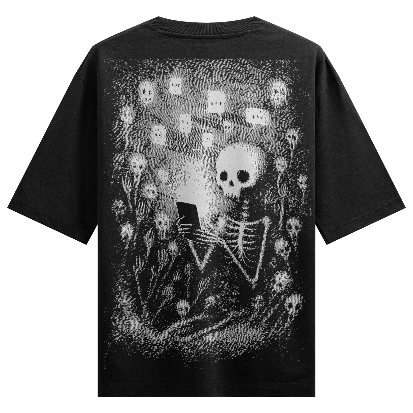 Skeleton Graphic artwork on PRDGY oversized t-shirt