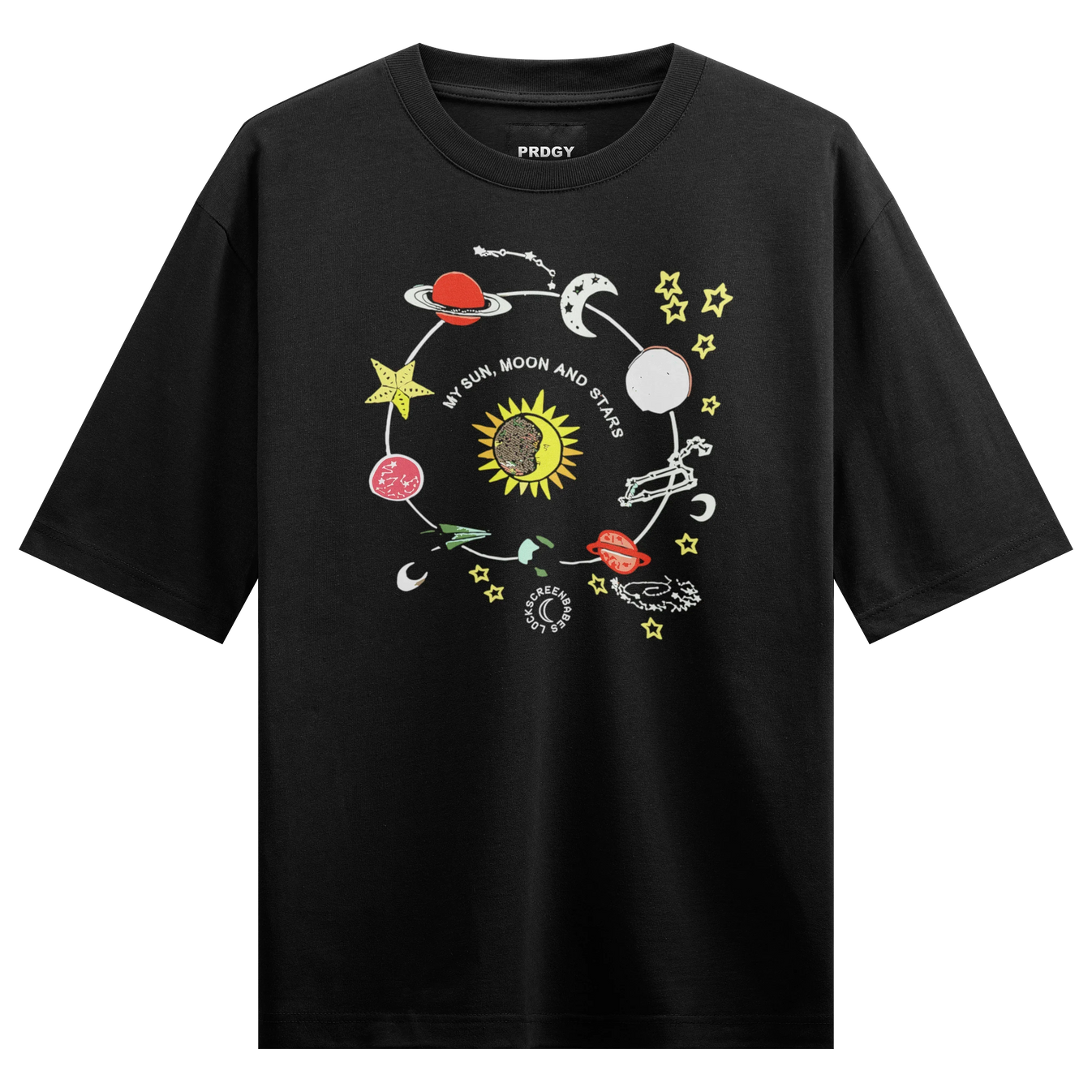 MY SUN MOON AND STARS SCREEN LOCKS BABES artwork on PRDGY oversized t-shirt