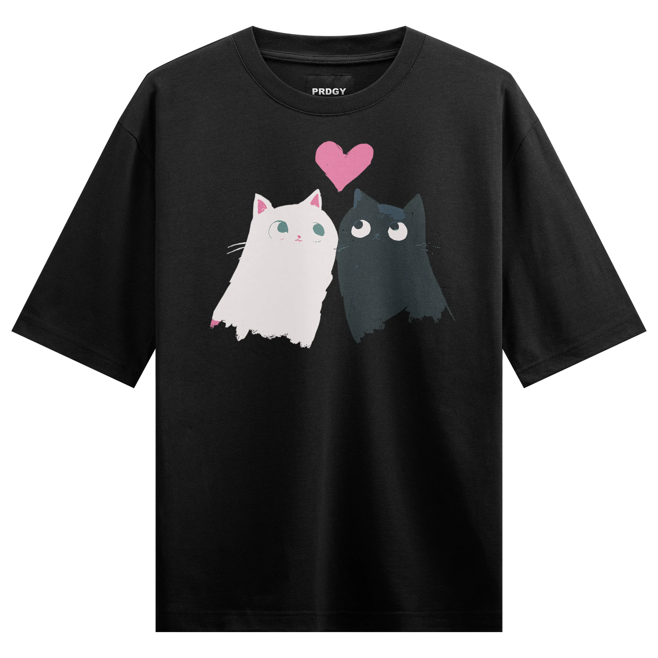 Funny Cat artwork on PRDGY oversized t-shirt