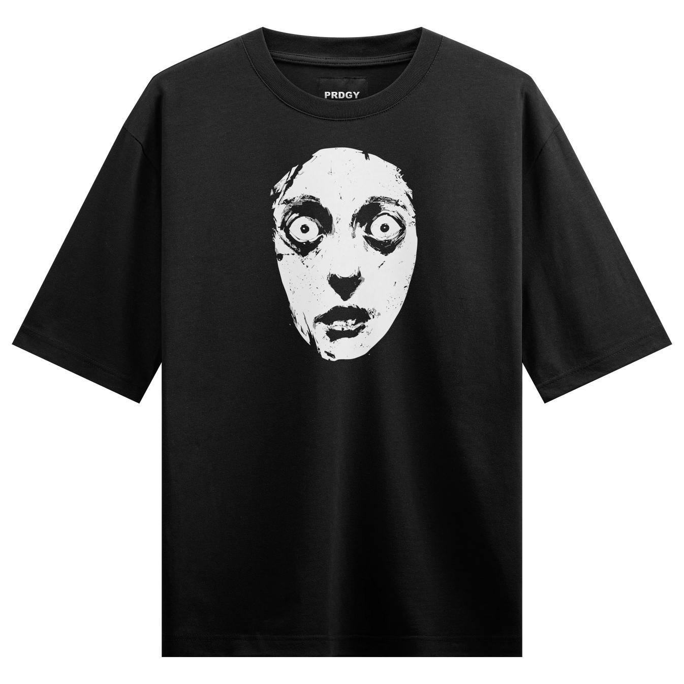 Horror Face artwork on PRDGY oversized t-shirt
