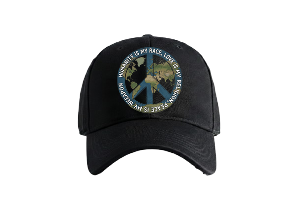 Global Peace Cap by PRDGY — world map within a peace symbol, streetwear design