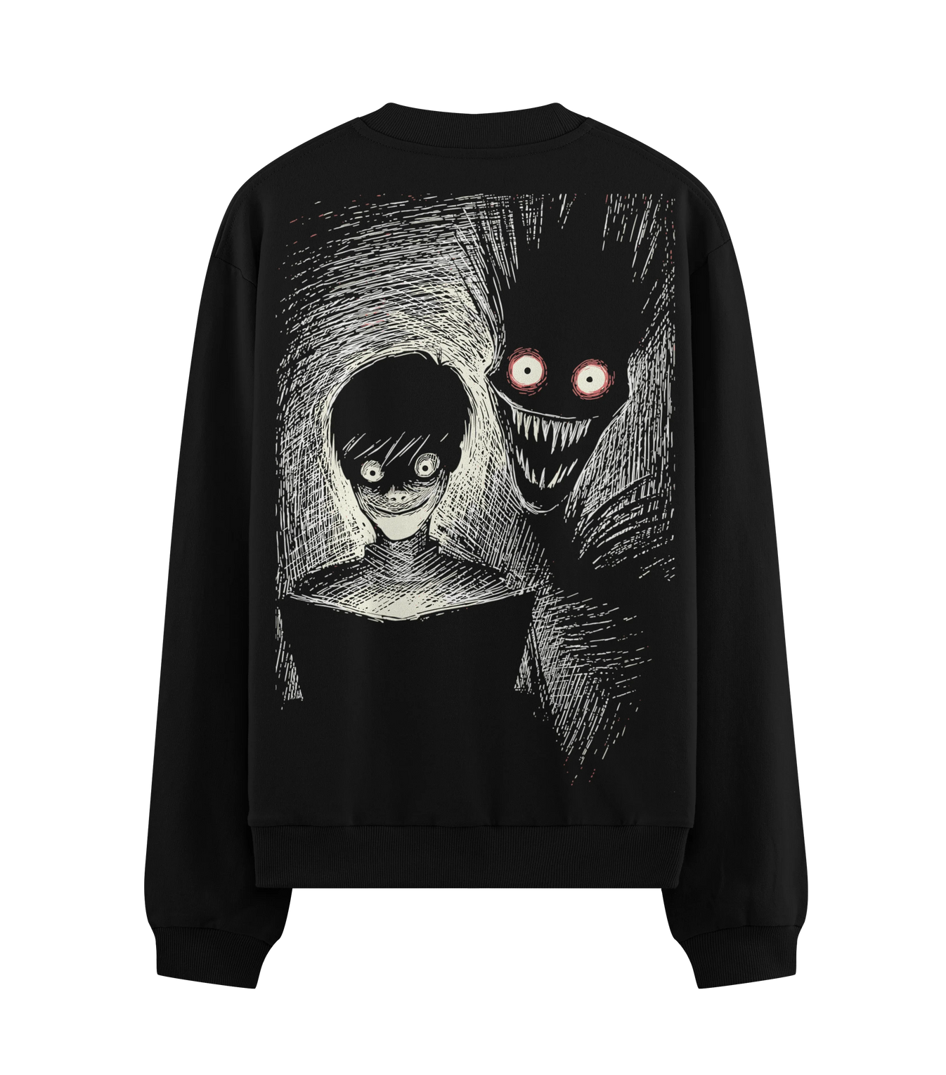 Horror artwork on PRDGY sweatshirt