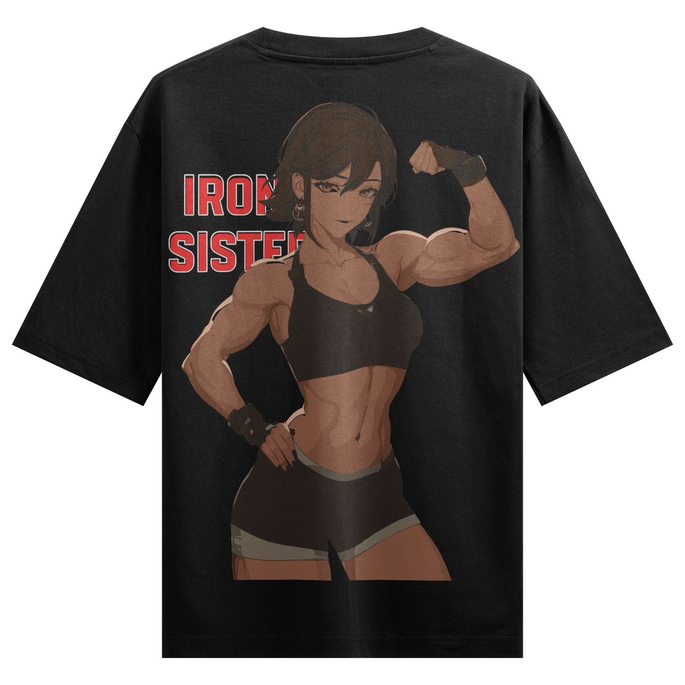 Female Bodybuilder artwork on PRDGY oversized t-shirt