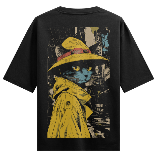 LUUFI CAT Back Print Oversized T-Shirt