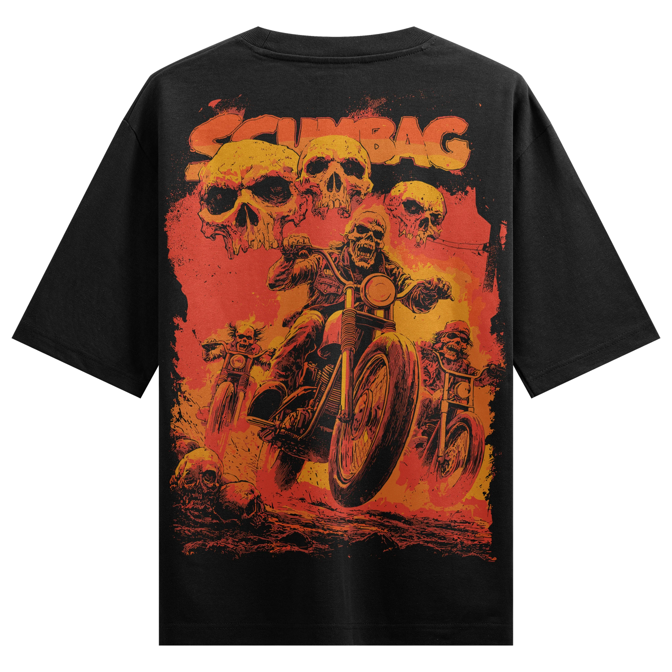Skull Biker artwork on PRDGY oversized t-shirt
