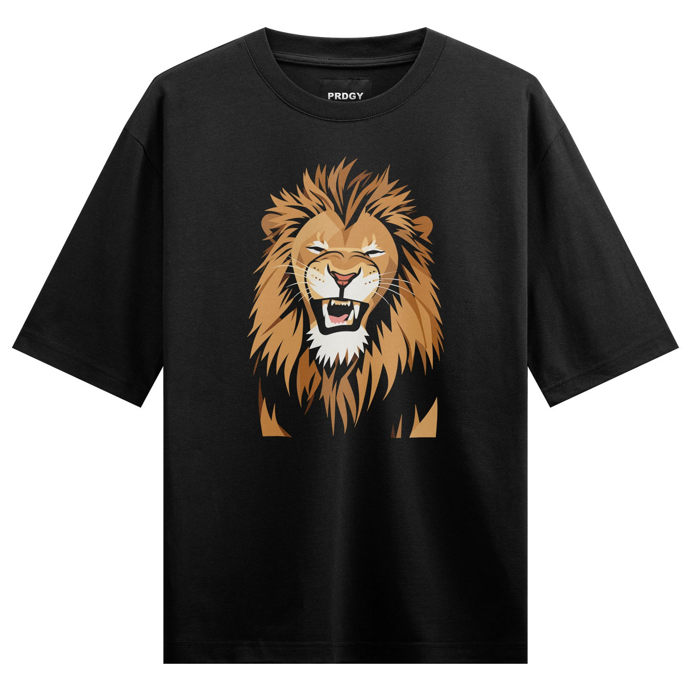 Lion artwork on PRDGY oversized t-shirt