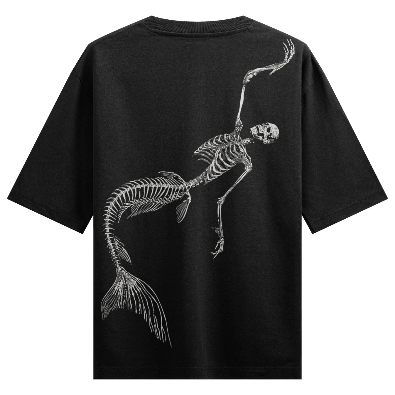 Mermaid Skeleton artwork on PRDGY oversized t-shirt