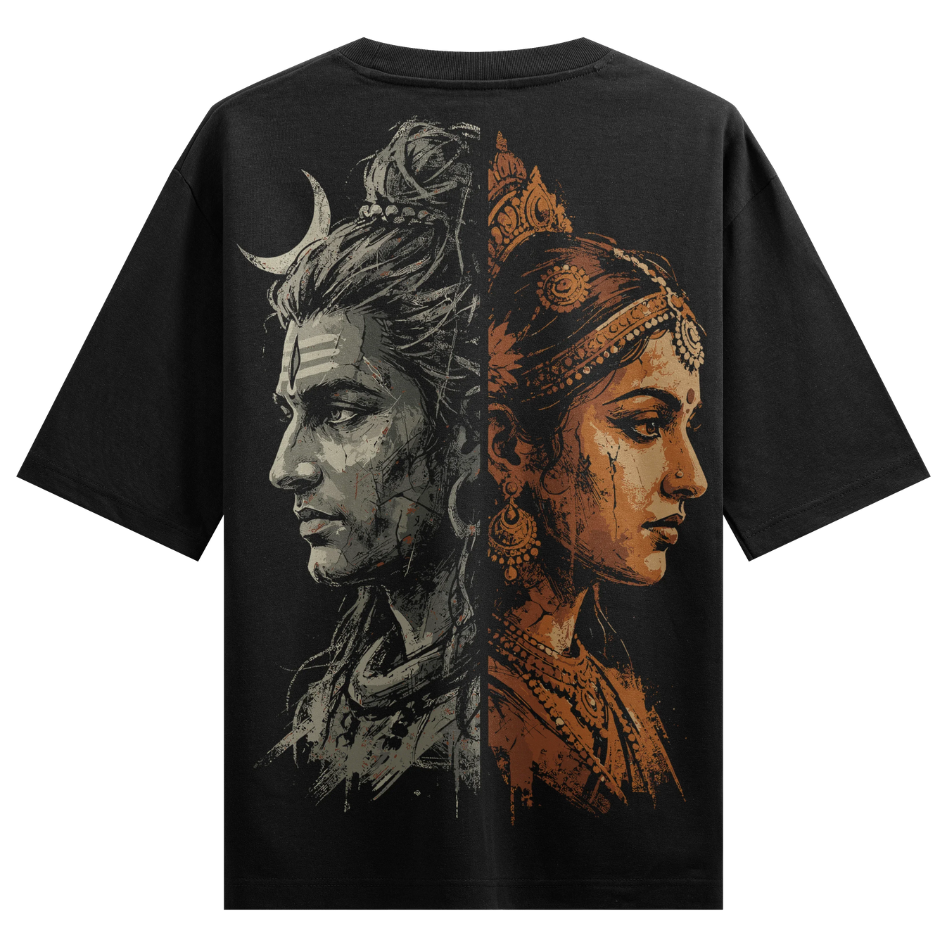 Shiva And Parvati artwork on PRDGY oversized t-shirt