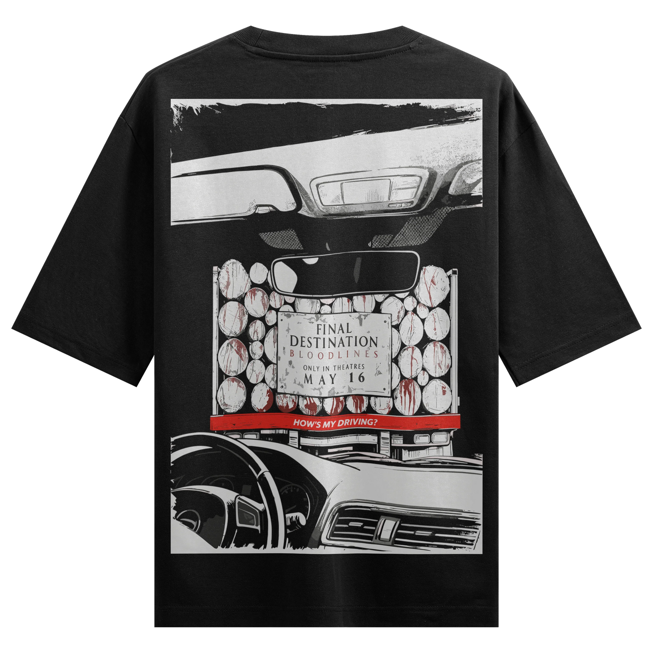 Final Destination artwork on PRDGY oversized t-shirt
