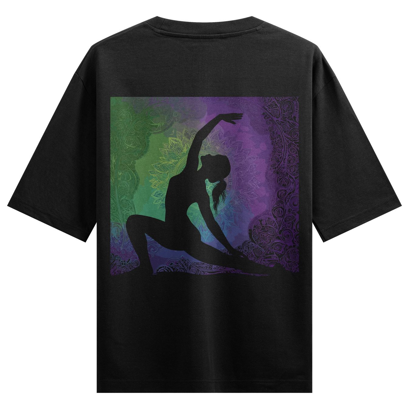 Yoga artwork on PRDGY oversized t-shirt