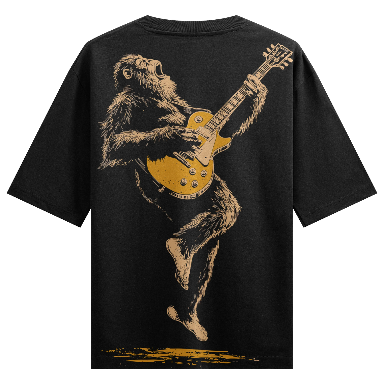Monkey Playing Guitar artwork on PRDGY oversized t-shirt