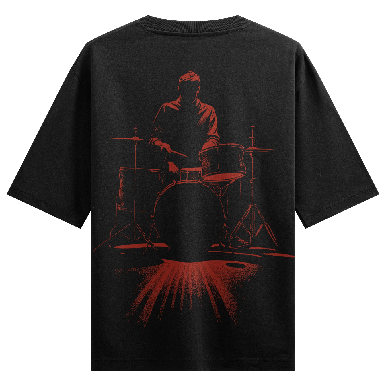 Drummer artwork on PRDGY oversized t-shirt