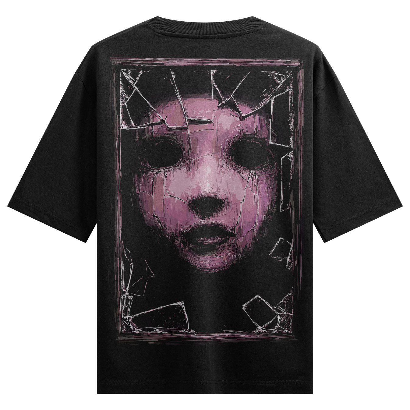 Creepy Doll artwork on PRDGY oversized t-shirt