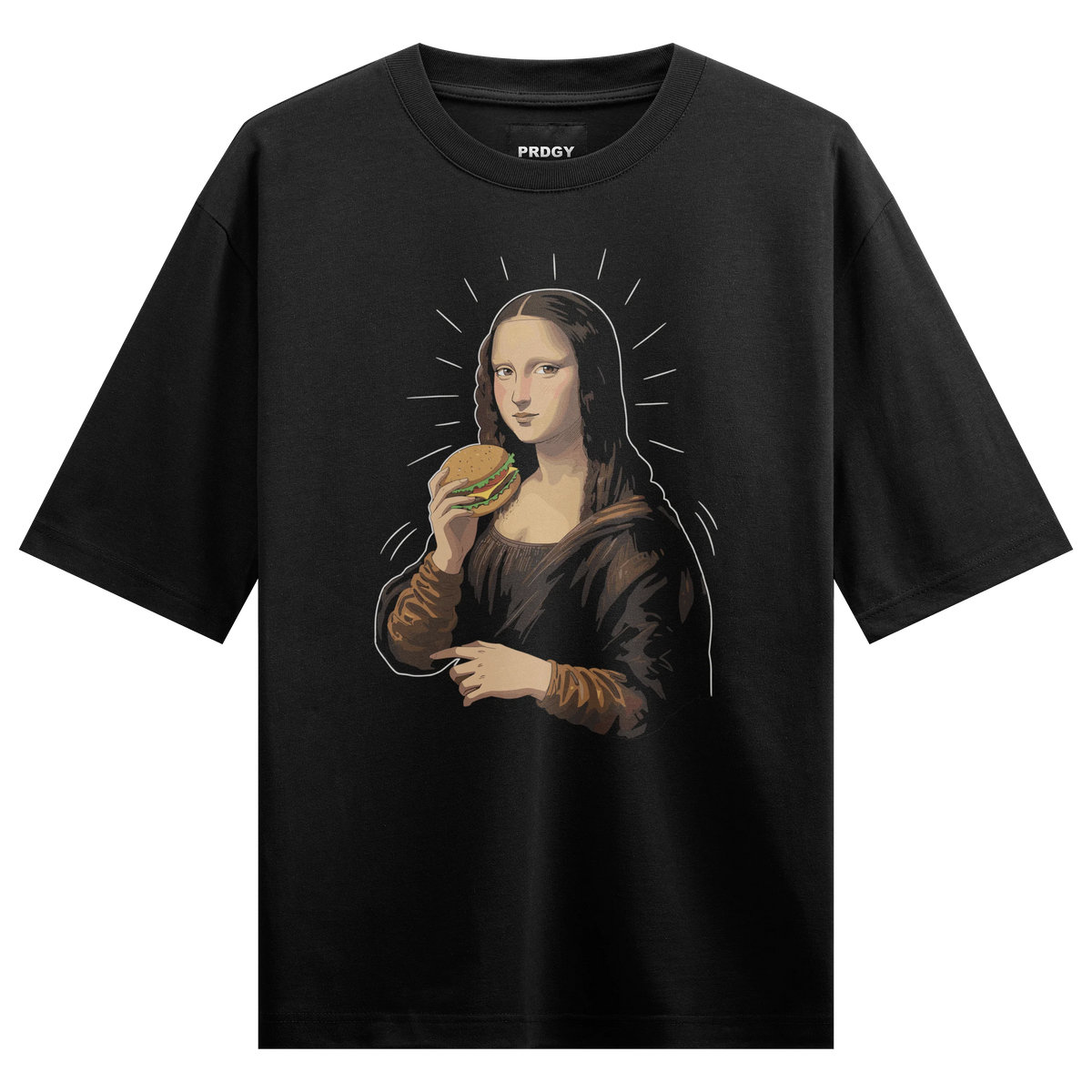 Mona Lisa artwork on PRDGY oversized t-shirt