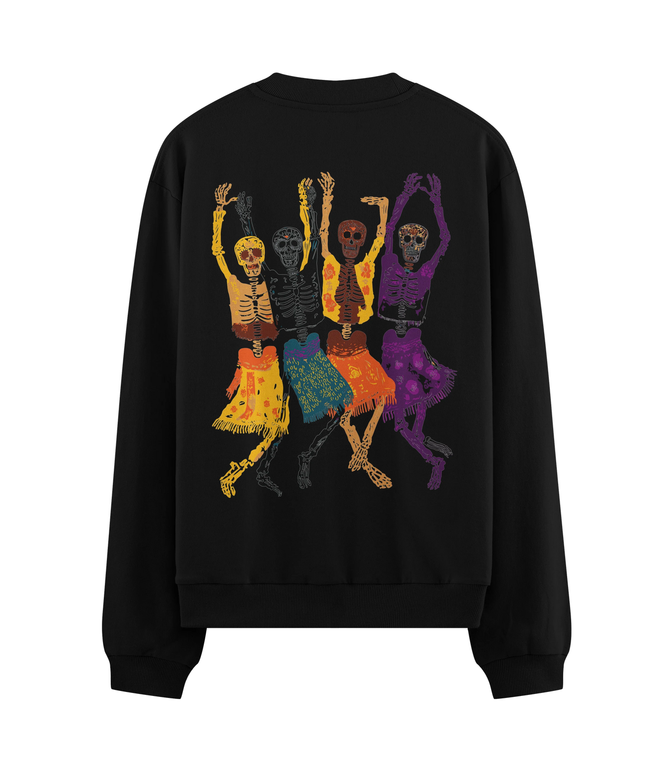 Day Of The Dead Skeletons artwork on PRDGY sweatshirt