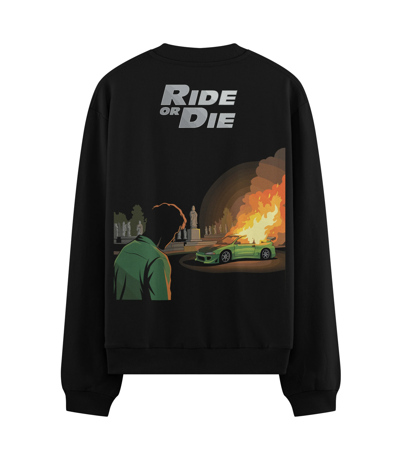 RIDE OR DIE artwork on PRDGY sweatshirt