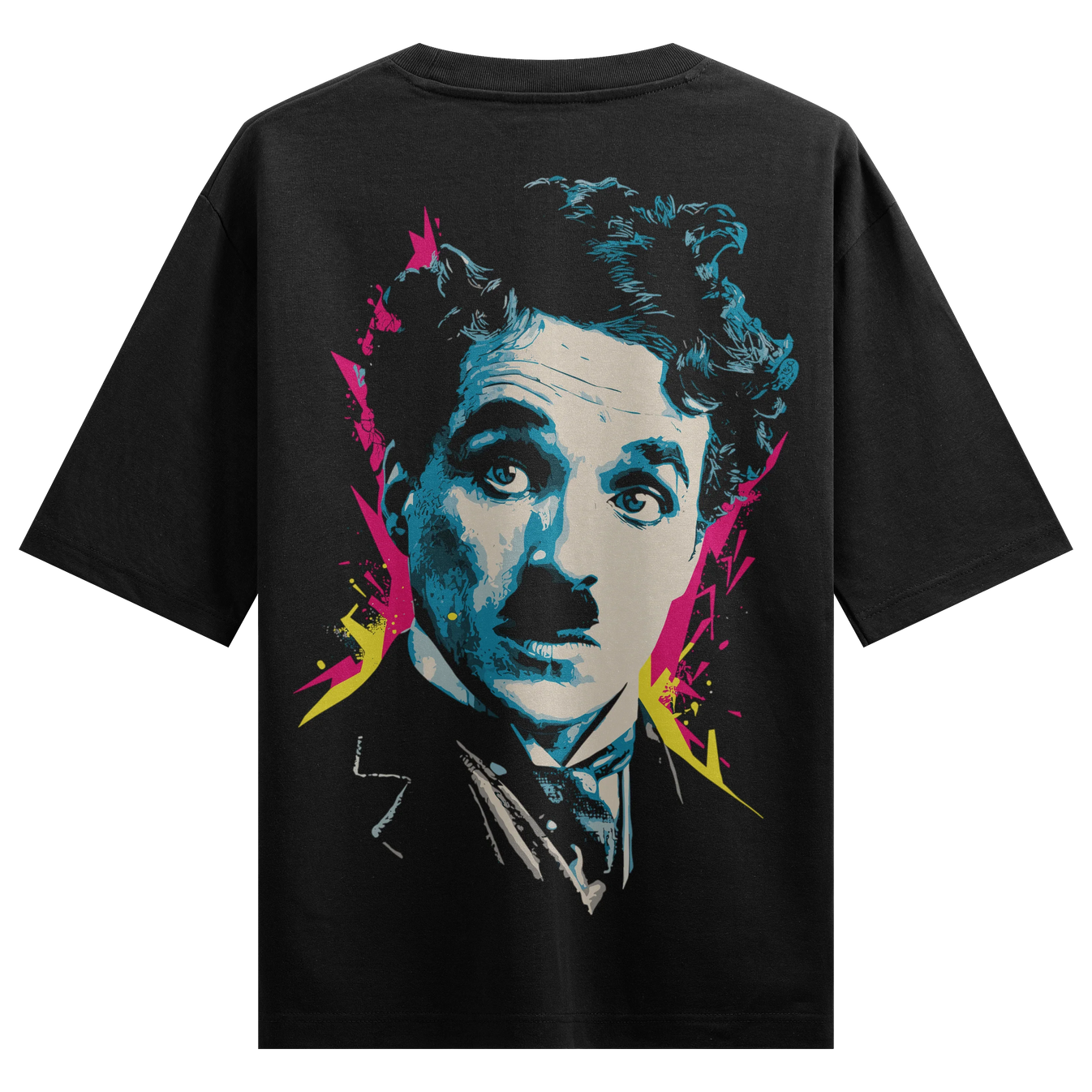Charlie Chaplin artwork on PRDGY oversized t-shirt