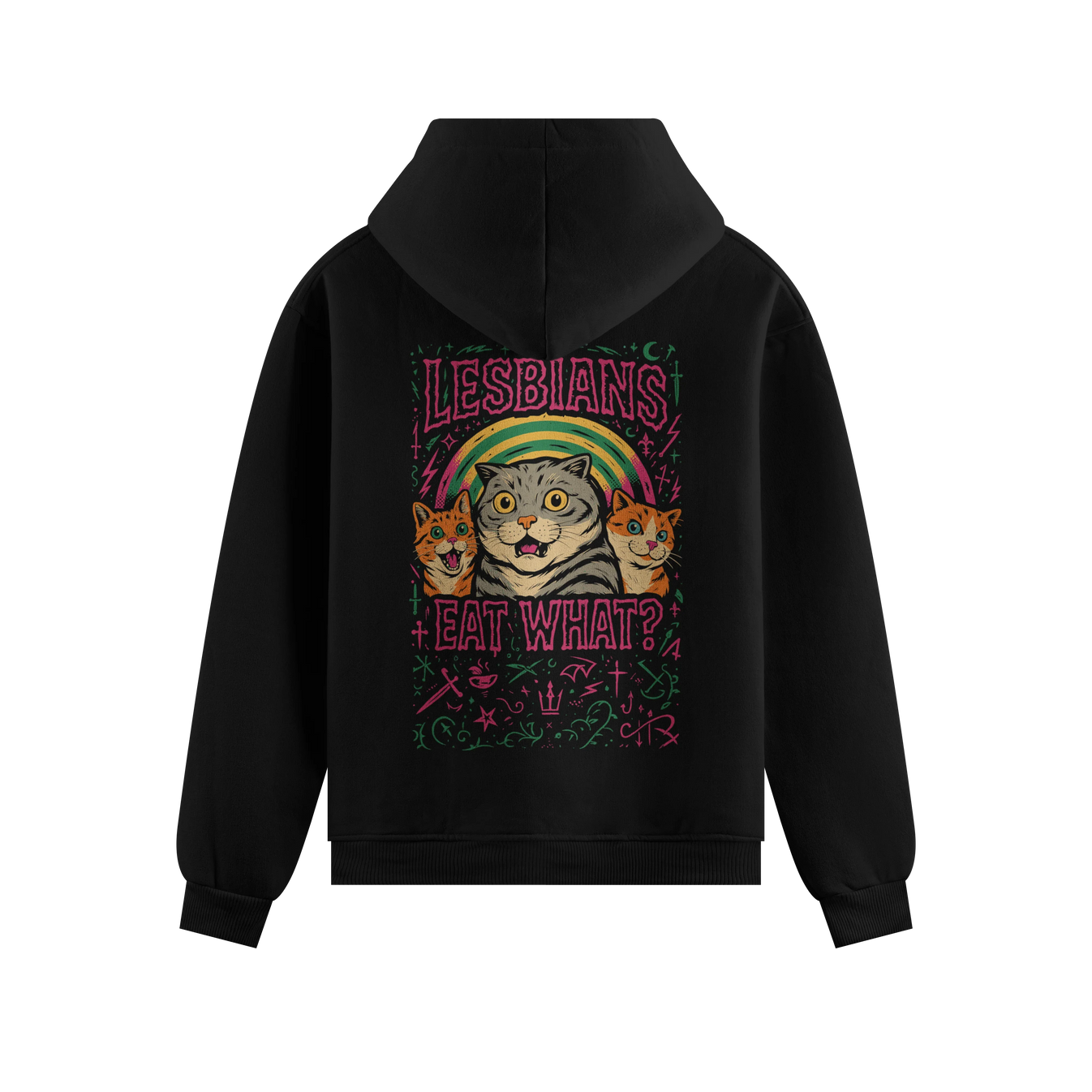 LESBIANS EAT WHAT? artwork on PRDGY hoodie