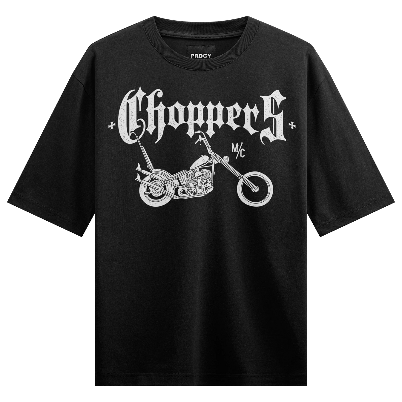 Chopper Motorcycle artwork on PRDGY oversized t-shirt