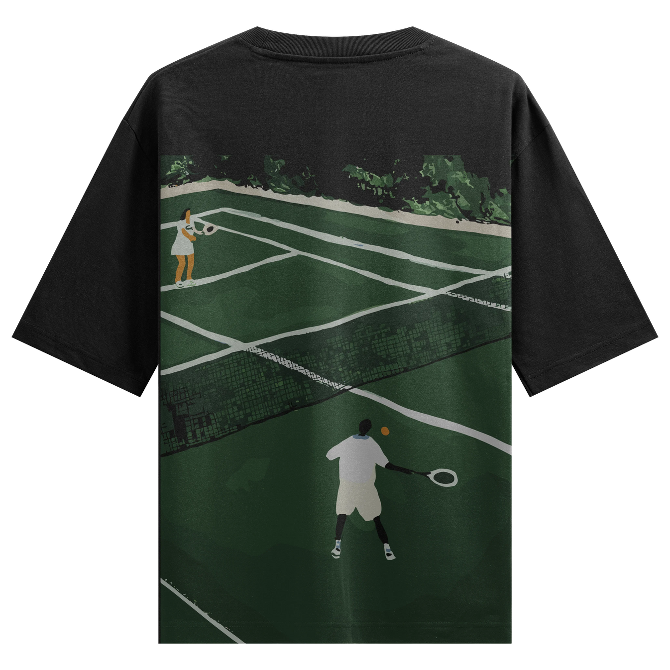 Tennis artwork on PRDGY oversized t-shirt