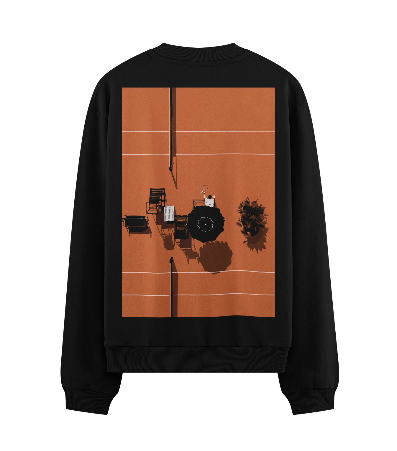 Tennis Court artwork on PRDGY sweatshirt