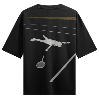 Tennis artwork on PRDGY oversized t-shirt