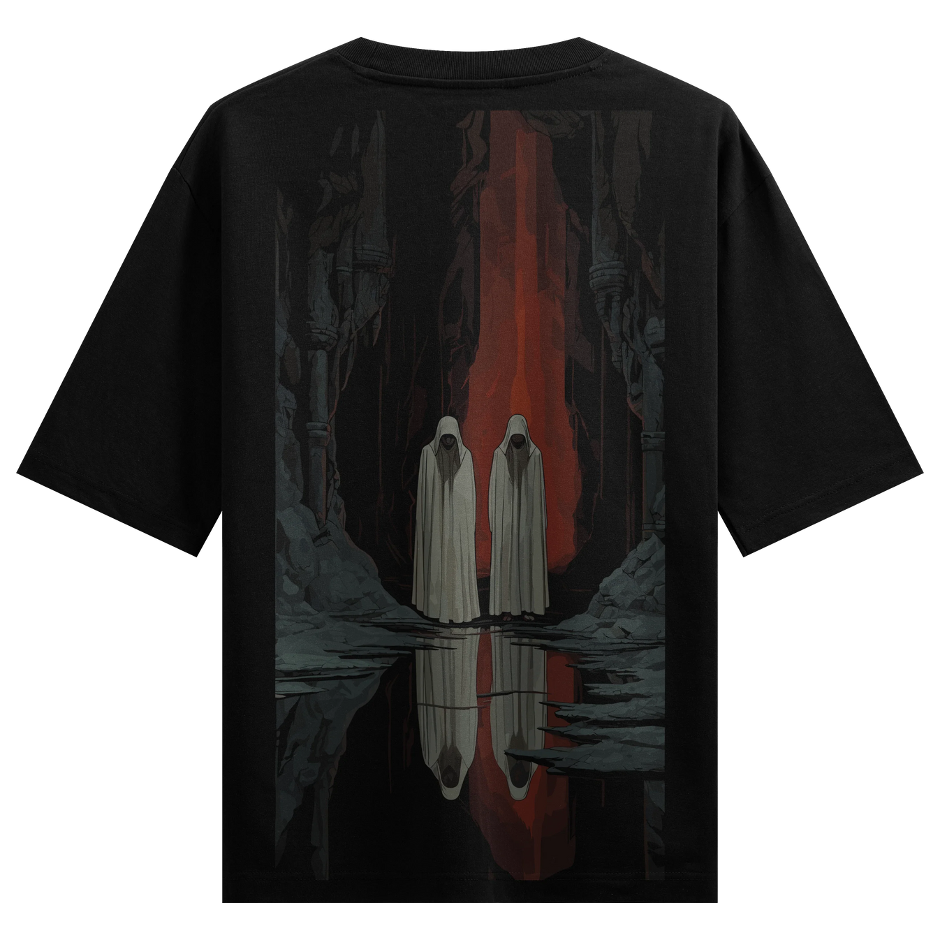 Hooded Figures artwork on PRDGY oversized t-shirt