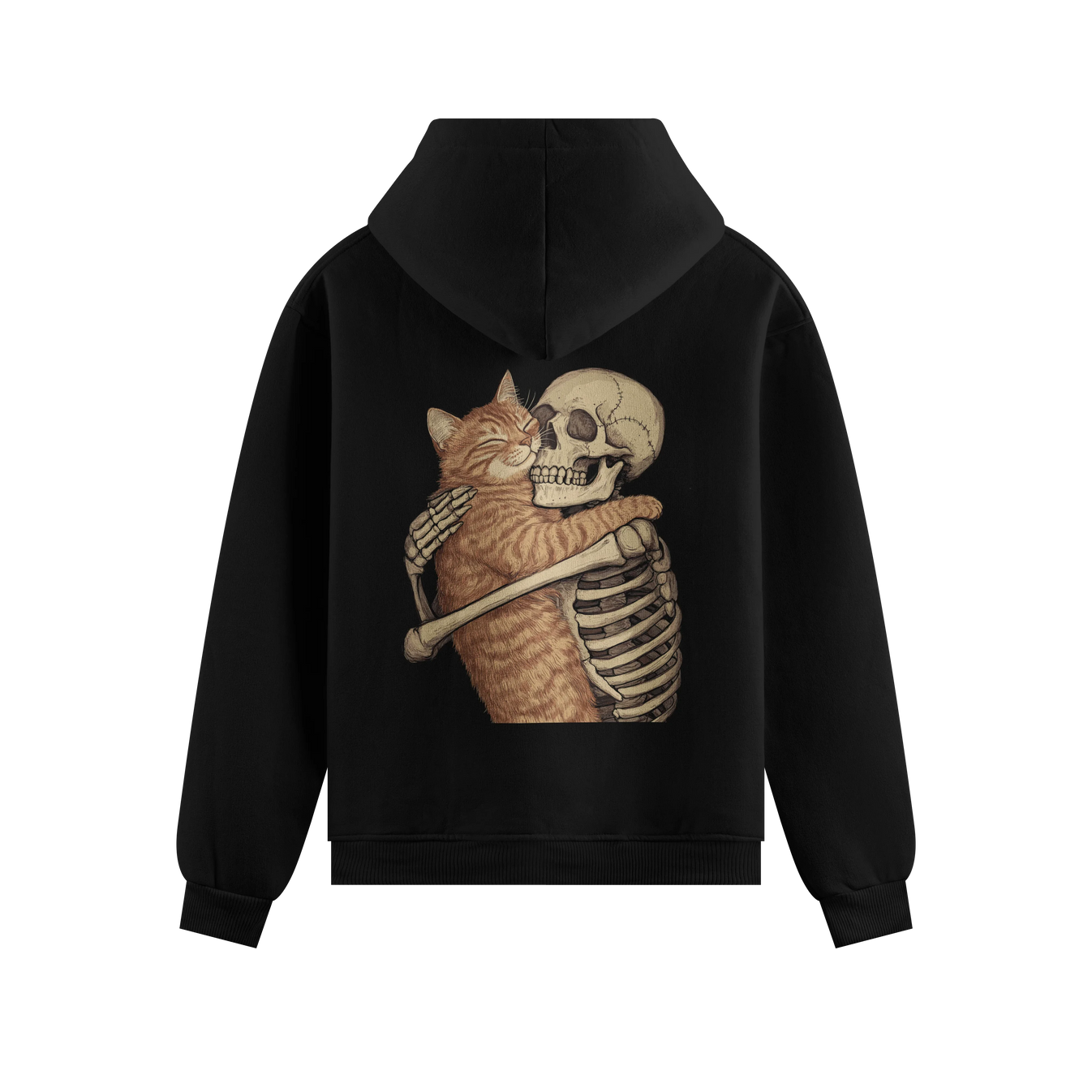 Cat Skeleton Friends artwork on PRDGY hoodie