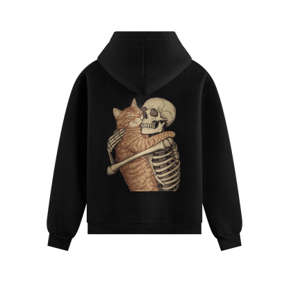 Cat Skeleton Friends artwork on PRDGY hoodie