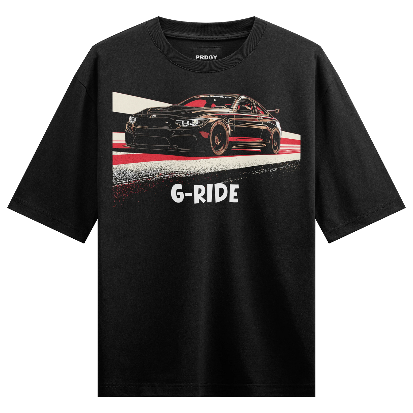 Sports Car artwork on PRDGY oversized t-shirt