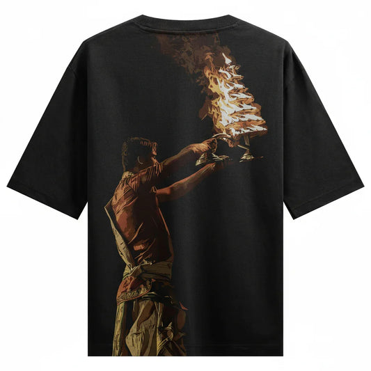 PRDGY Ganga Aarti Back Print Oversized T-Shirt