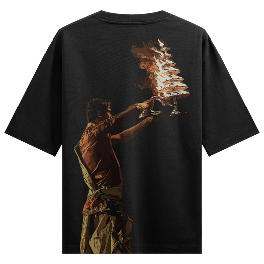 PRDGY Ganga Aarti Back Print Oversized T-Shirt