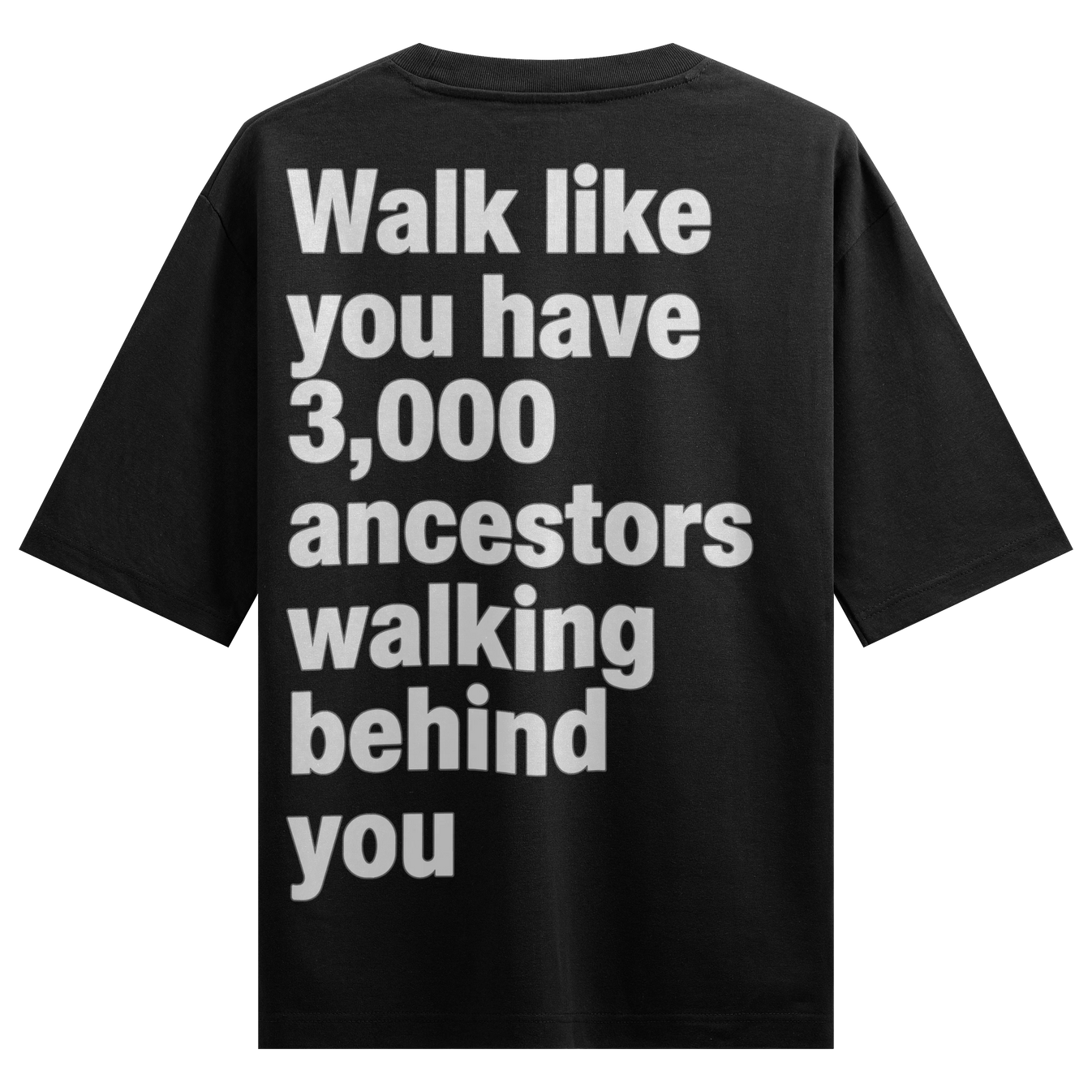 Walk Like You Have 3 000 Ancestors Walking Behind You artwork on PRDGY oversized t-shirt