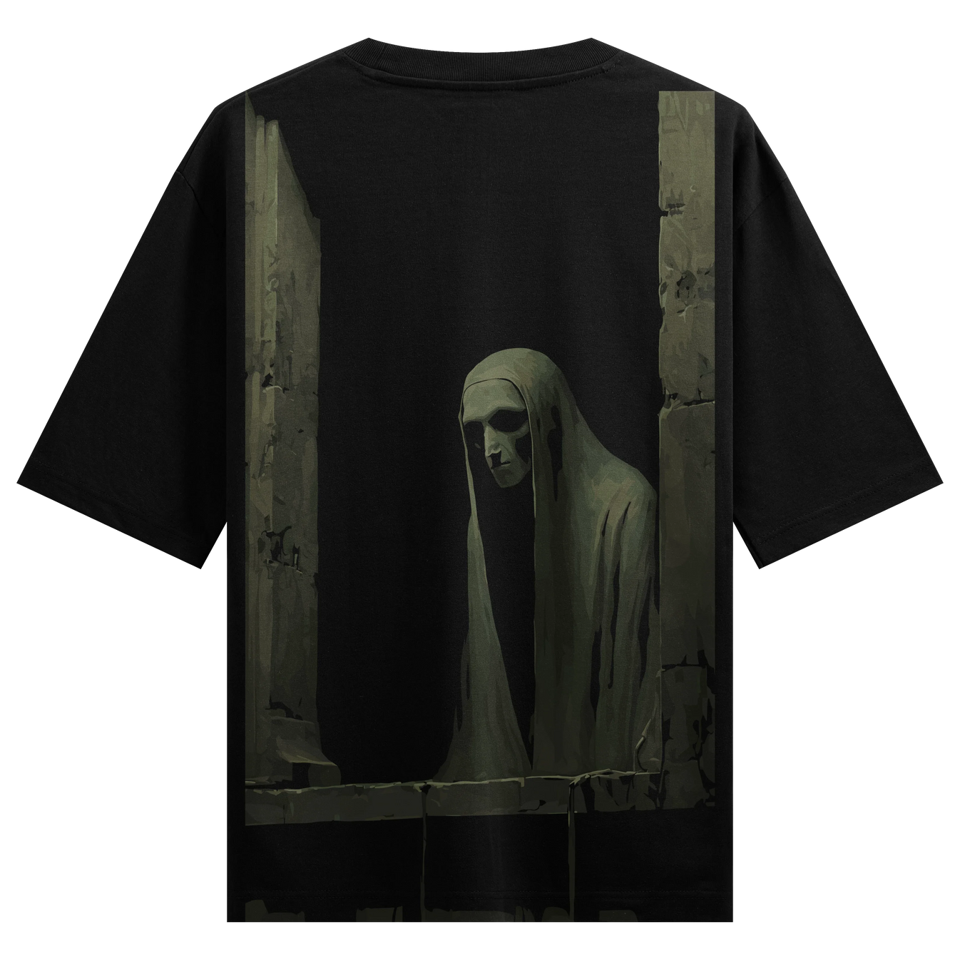 Gothic Reaper artwork on PRDGY oversized t-shirt