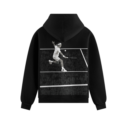 Tennis Player artwork on PRDGY hoodie