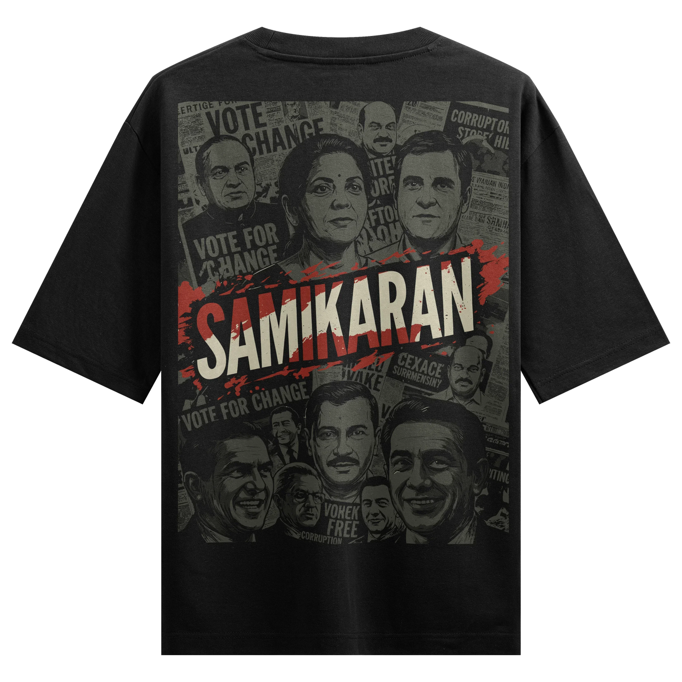 Indian Politics artwork on PRDGY oversized t-shirt
