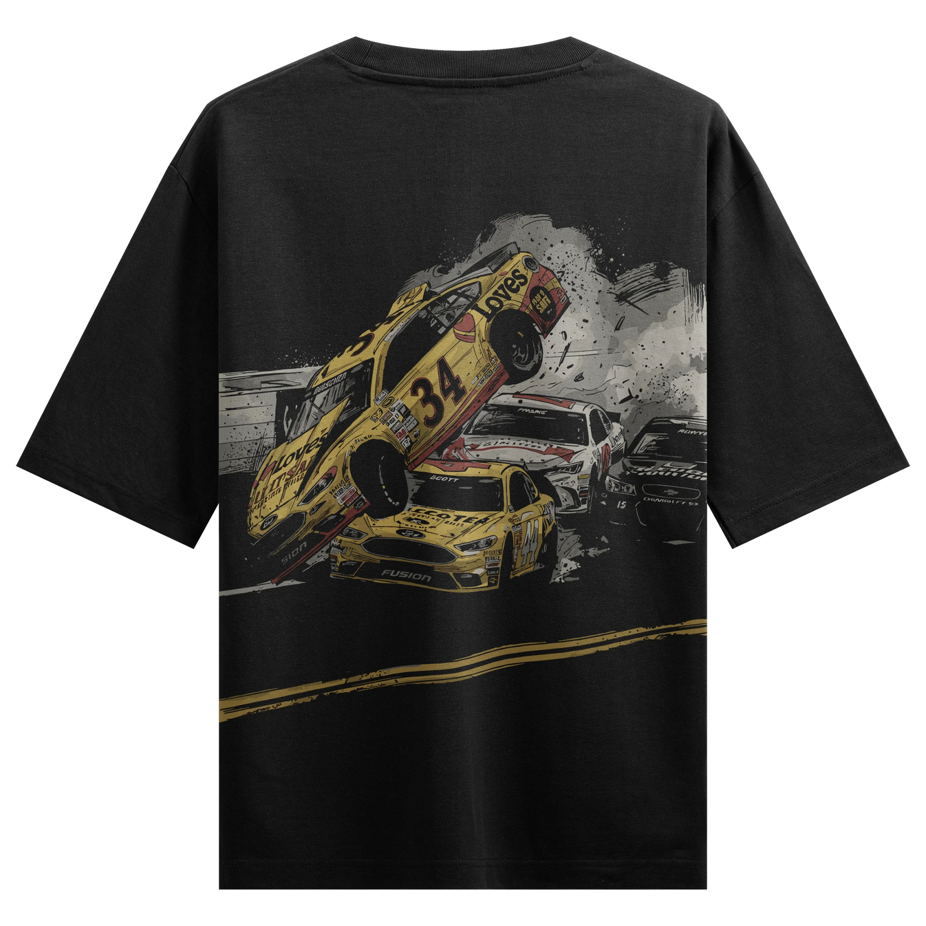 NASCAR Crash artwork on PRDGY oversized t-shirt