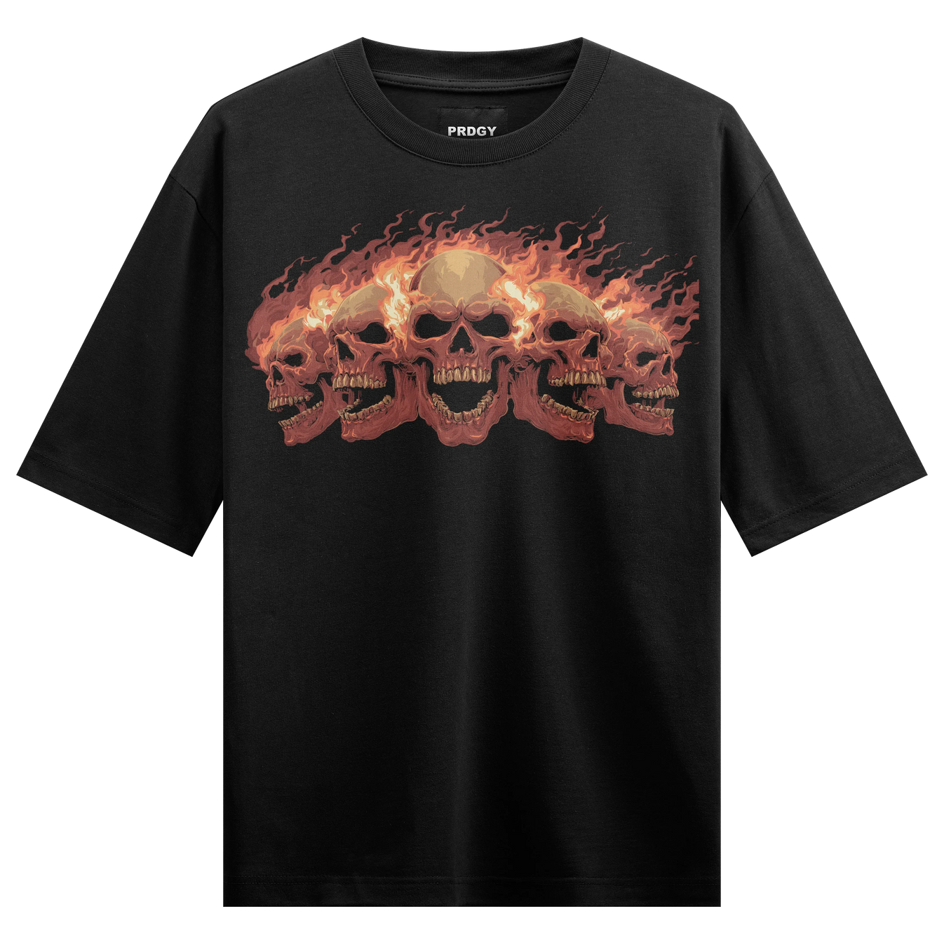 Gothic Skull artwork on PRDGY oversized t-shirt