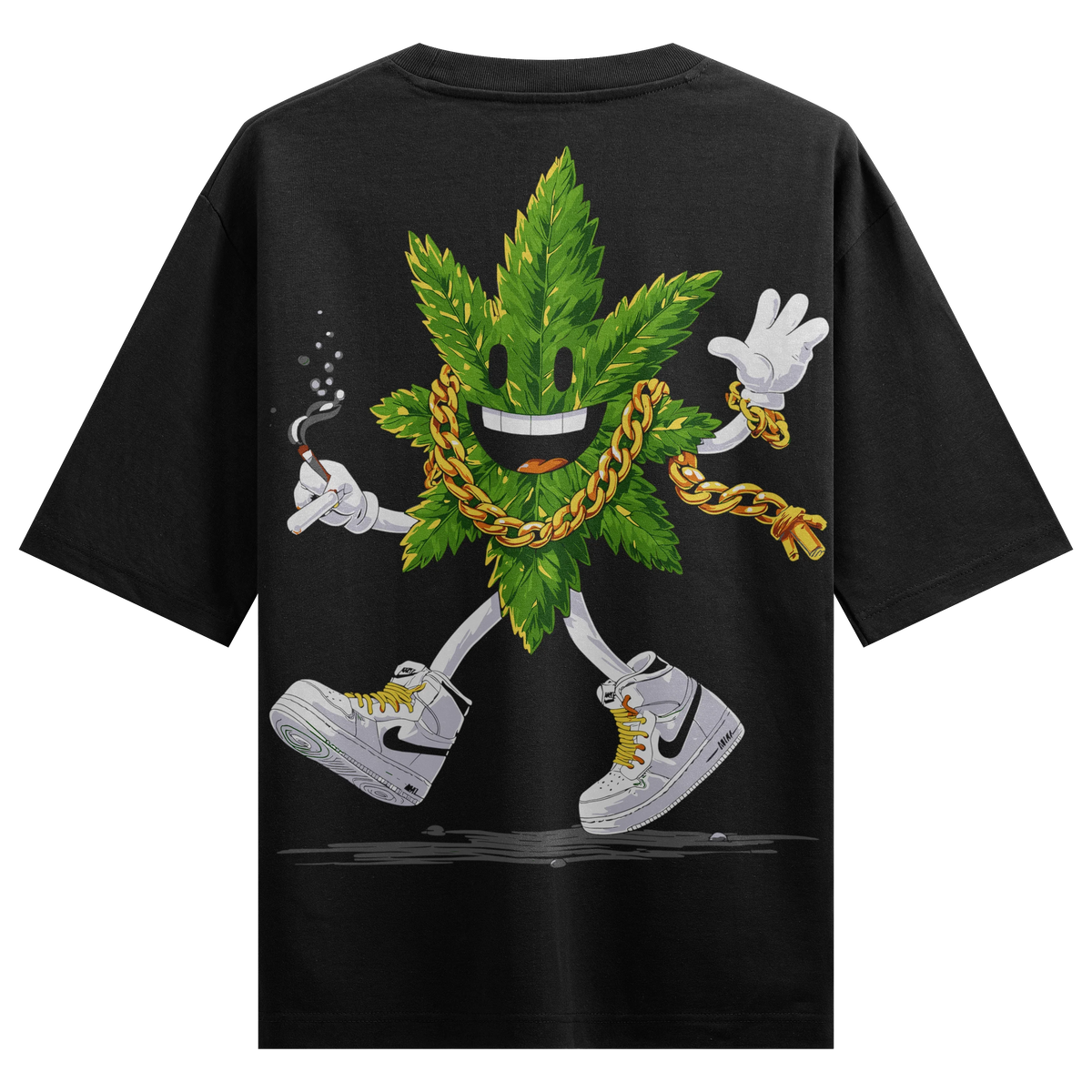 Cannabis artwork on PRDGY oversized t-shirt