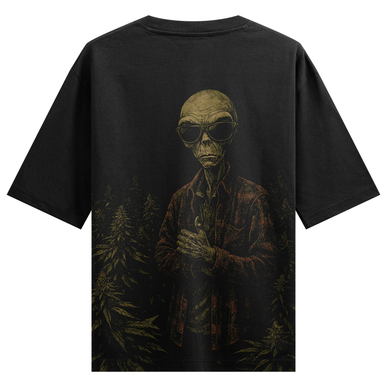 Alien artwork on PRDGY oversized t-shirt
