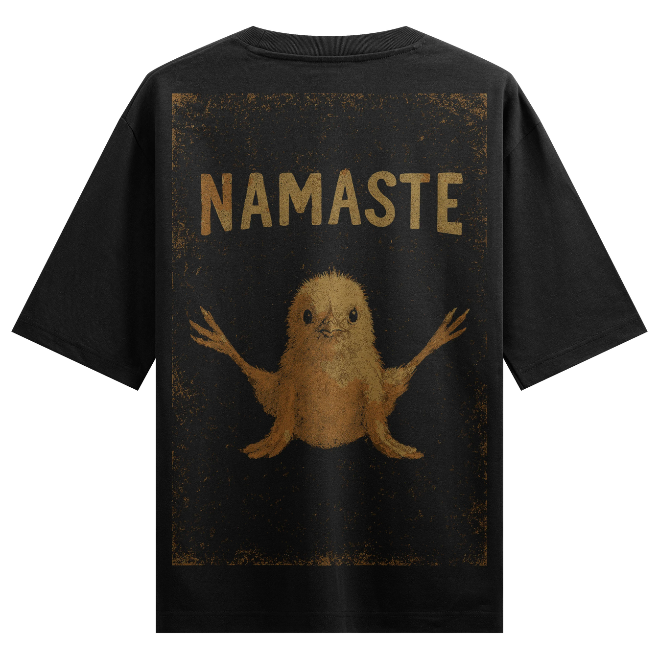 Namaste artwork on PRDGY oversized t-shirt