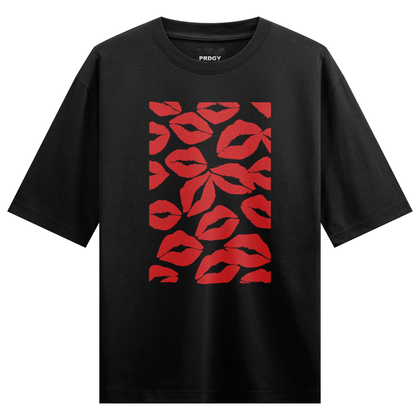 Lips artwork on PRDGY oversized t-shirt