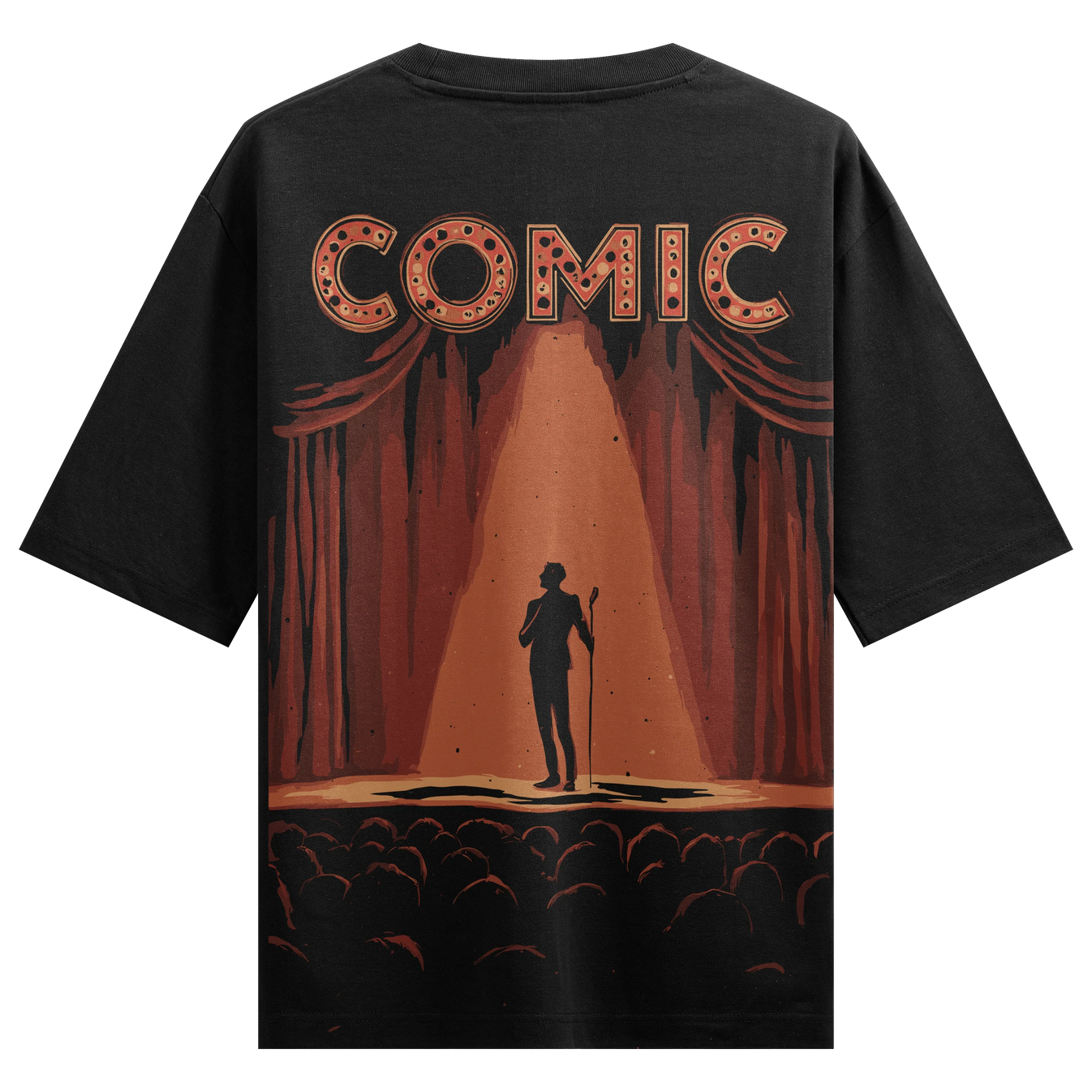 Stand-up Comedy artwork on PRDGY oversized t-shirt