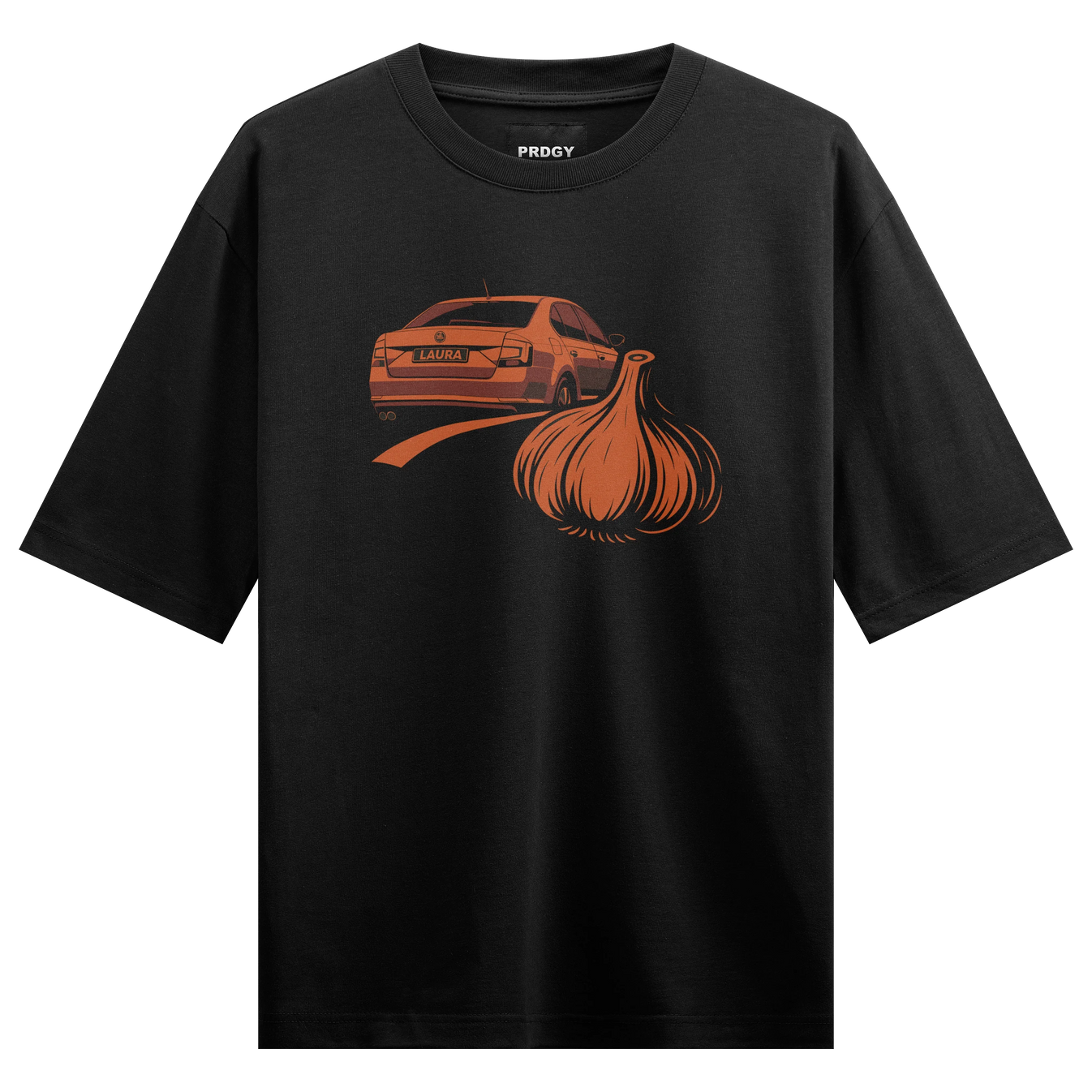 Garlic artwork on PRDGY oversized t-shirt