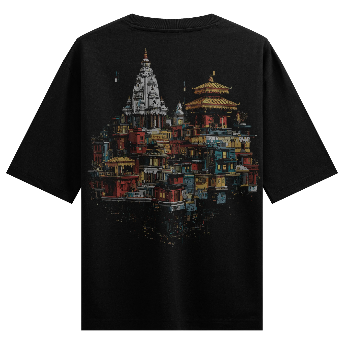 Kathmandu Cityscape artwork on PRDGY oversized t-shirt