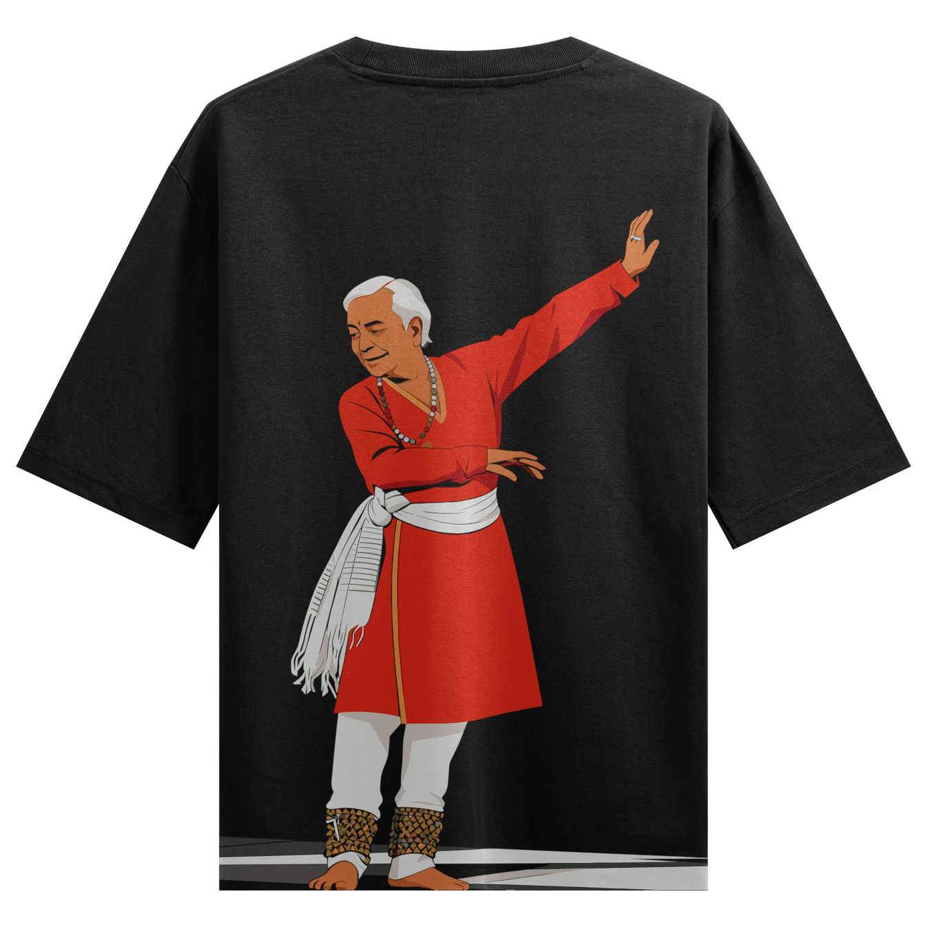 Indian Dancer artwork on PRDGY oversized t-shirt