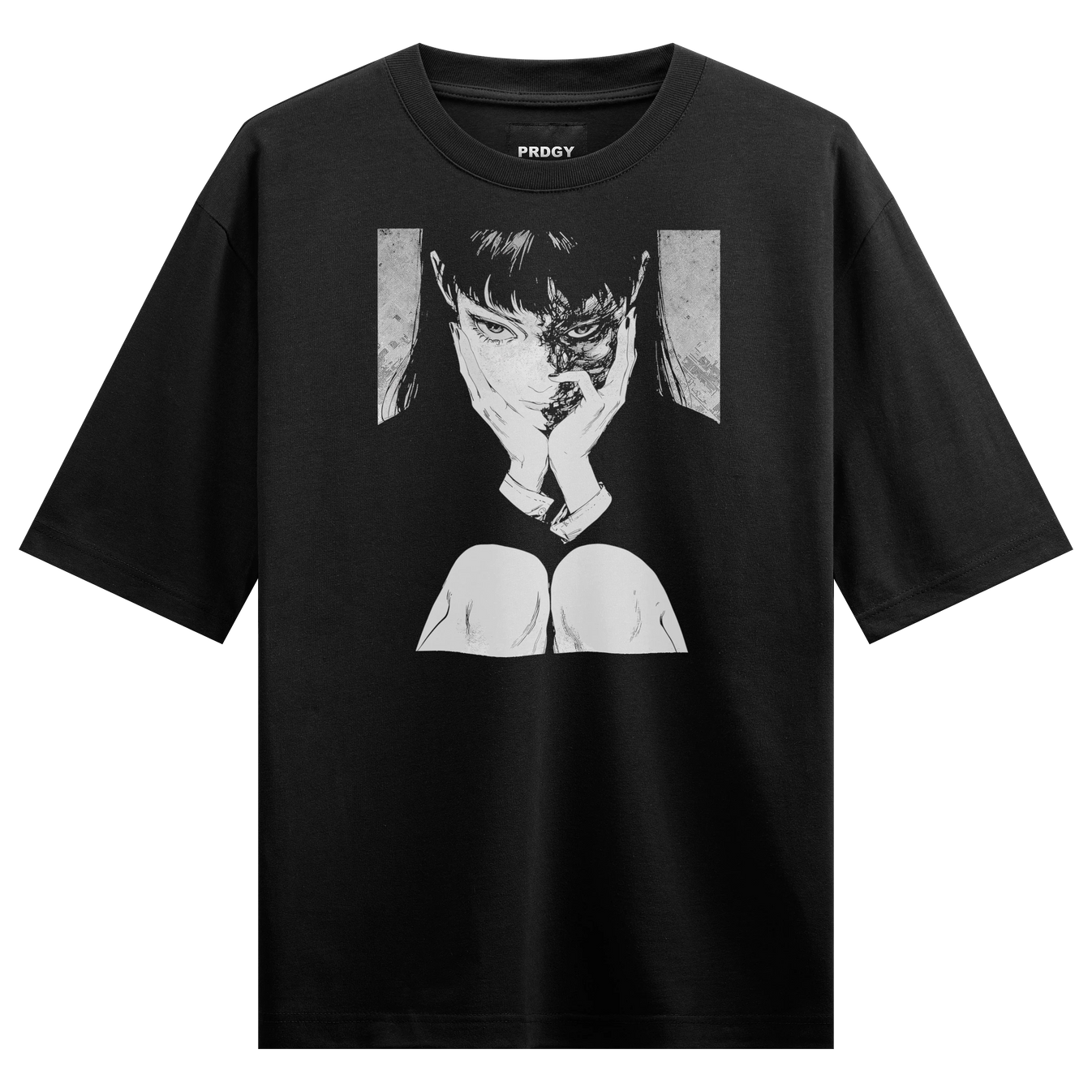 Junji Ito artwork on PRDGY oversized t-shirt